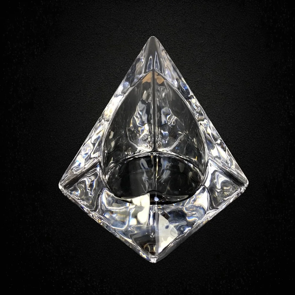 Nybro Glass Ice Pyramid Candle Holders‎ Set of 2 Sweden 1970s 1980s